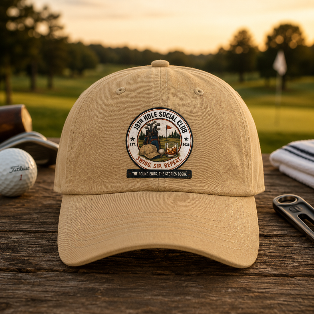 19th Hole Social Club Golf Shirt | Matching Golf Hat | Comfort Colors 1717 Tee | Golf Trip Gift | Golf League Apparel | Swing Sip Repeat