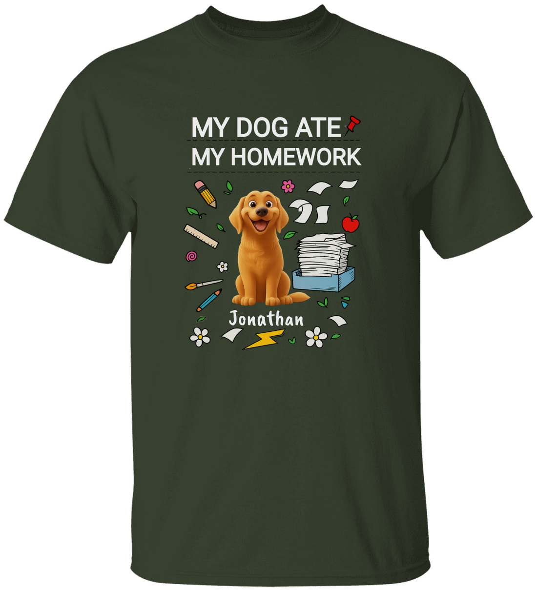 Personalized Kids Cotton Tee with Funny Dog Design