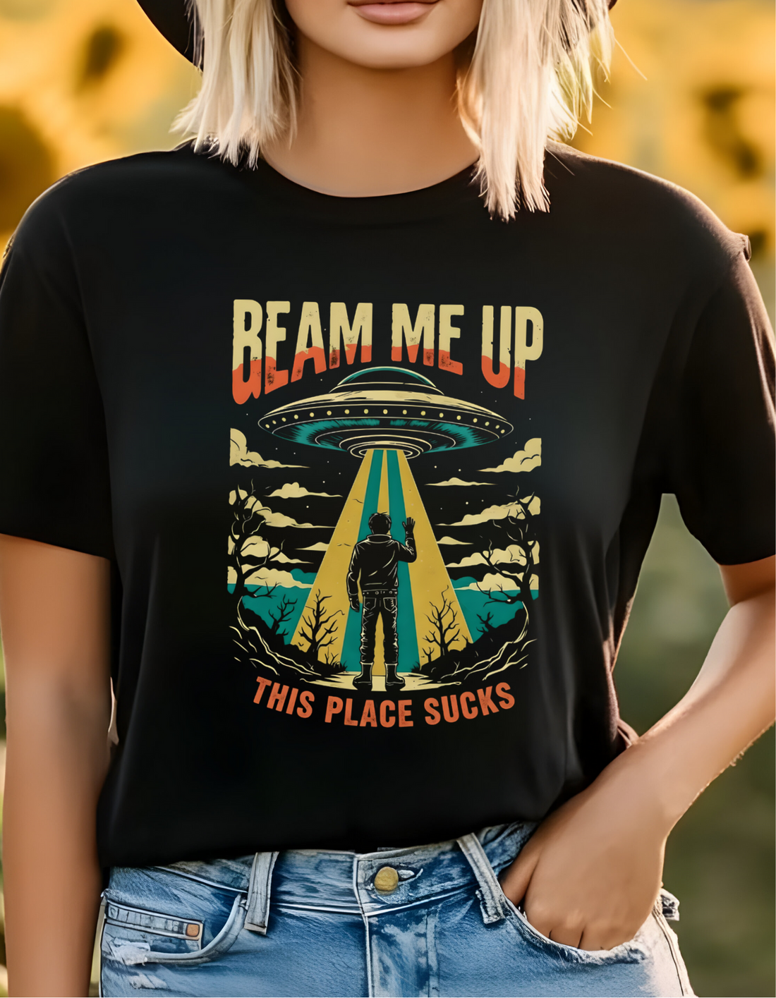 Funny UFO Alien T-Shirt, Sci-Fi Graphic Tee, Gift for Sci-Fi Lovers, Alien Abduction T-Shirt, Graphic Novelty Shirt