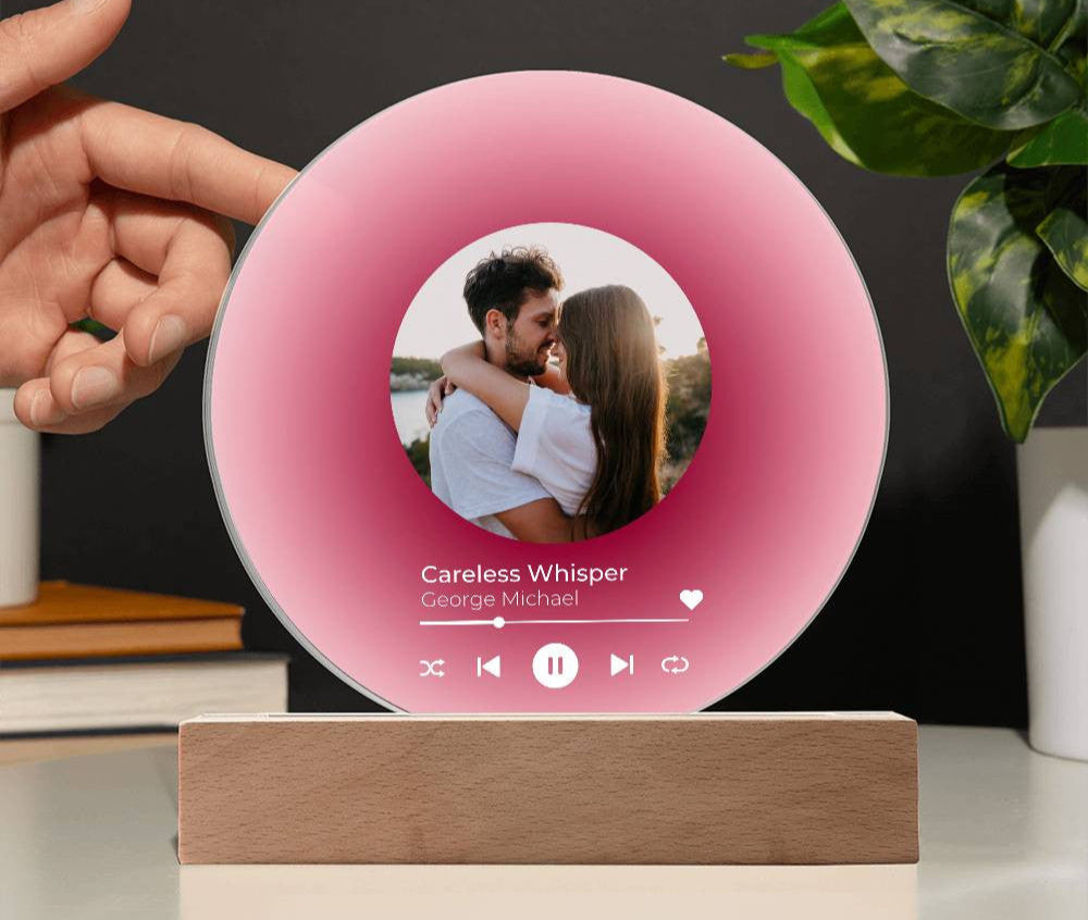 Personalized Acrylic Vinyl Record with Photo and Song Plaque