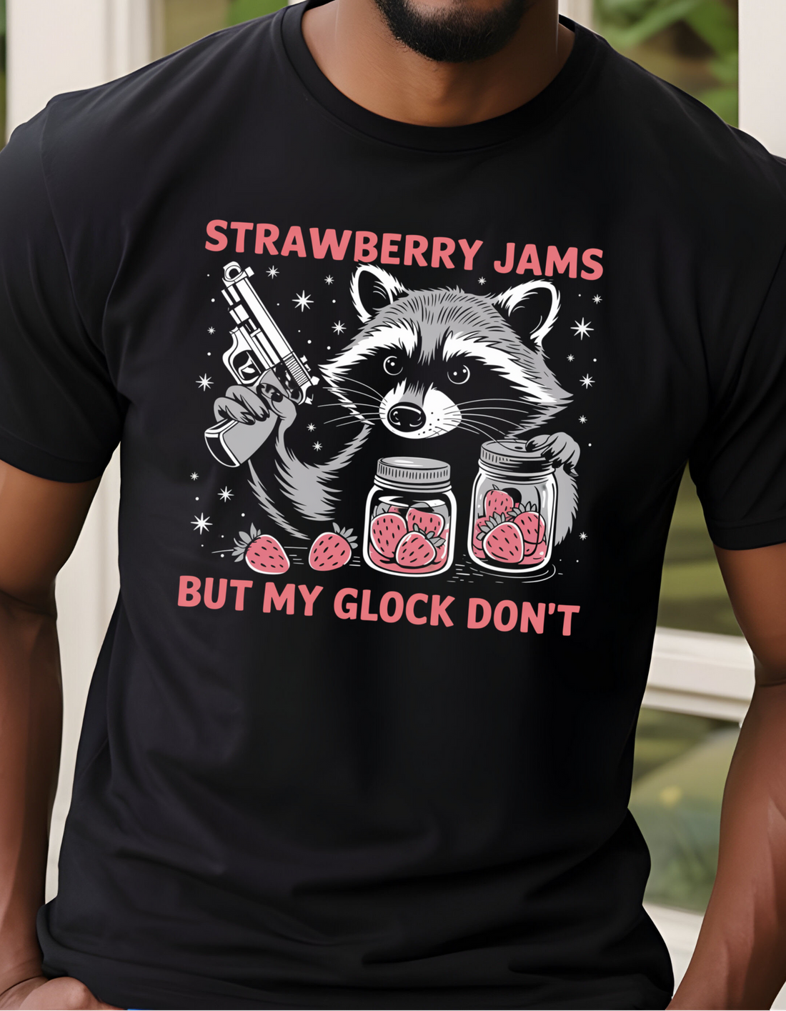 Retro-style graphic tee features a fearless racoon, Funny Animal Pun T-Shirt!