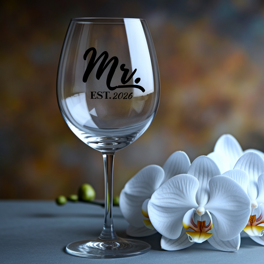 “Custom ‘Mr. & Mrs.’ Glass Set Made Just for Their Special Day” ‘Mr. & Mrs.’ Wine Glass Set!