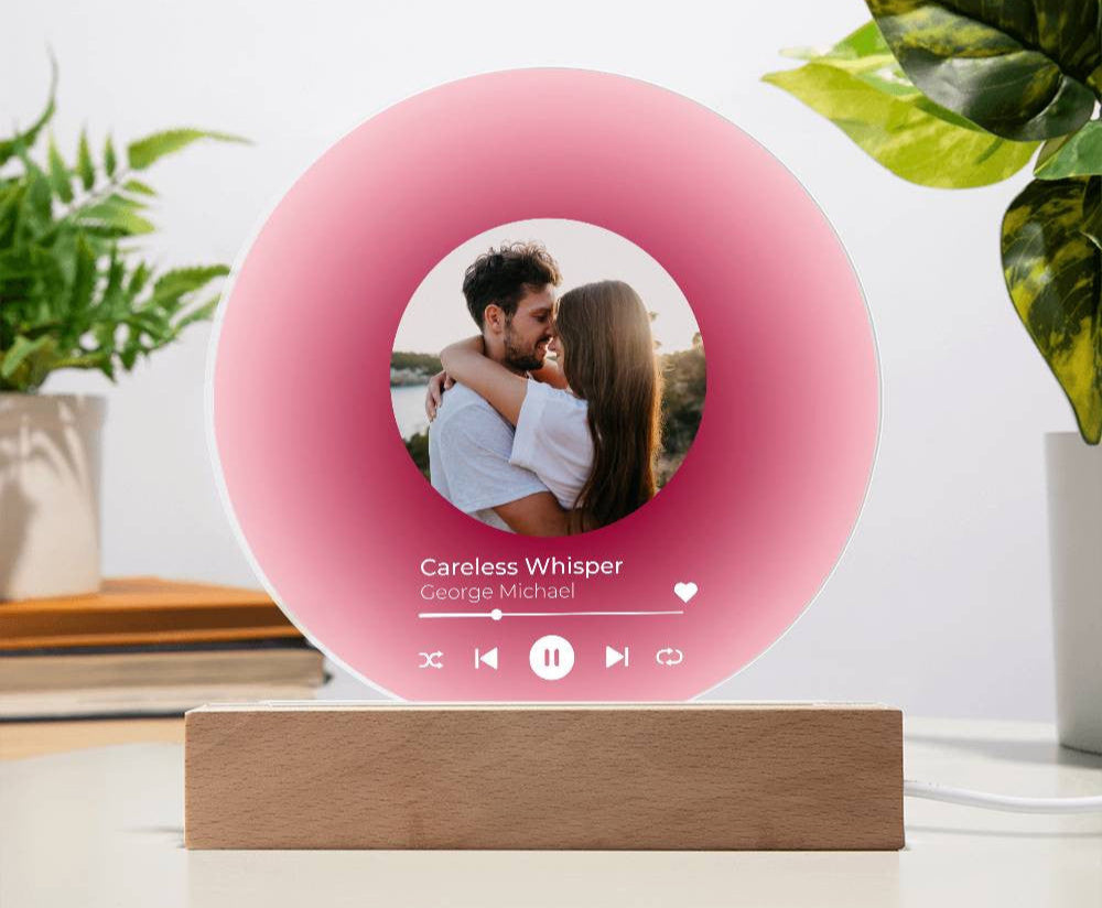 Personalized Acrylic Vinyl Record with Photo and Song Plaque