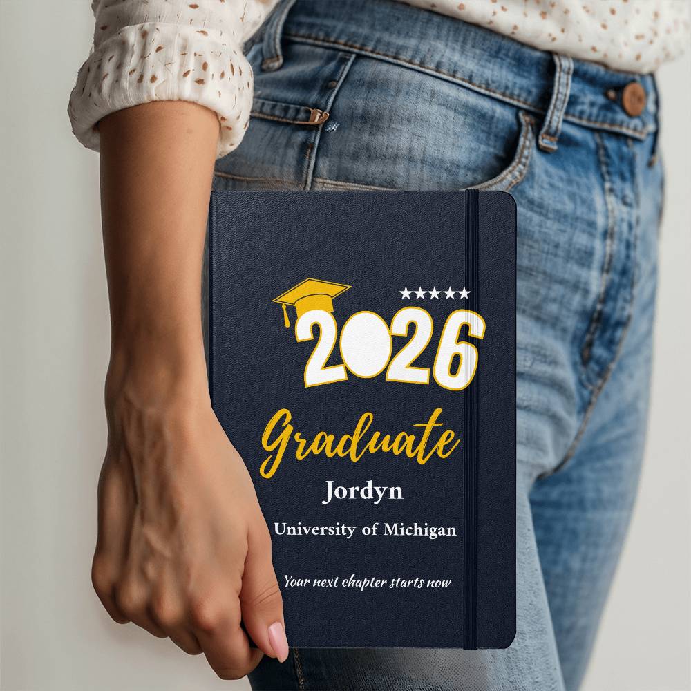 Personalized Graduation Journal – Custom Class of 2026 Notebook – Graduate Gift with Name & School – Senior Keepsake Ambassador Bound Journal