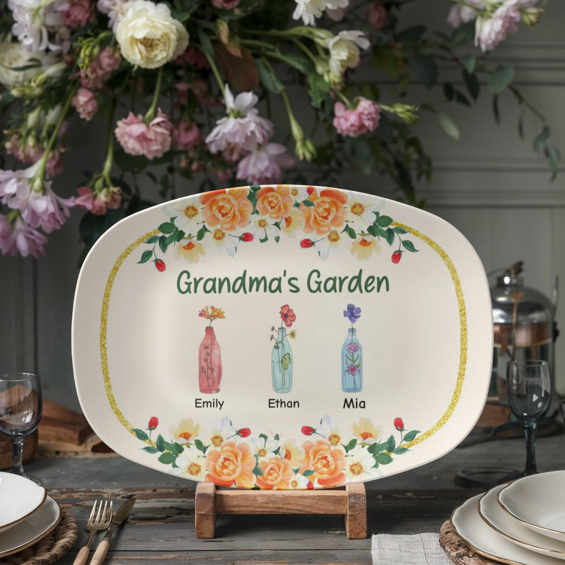 Grandma's Garden, Personalized Platter | Gift for Mimi | Gift from Kids