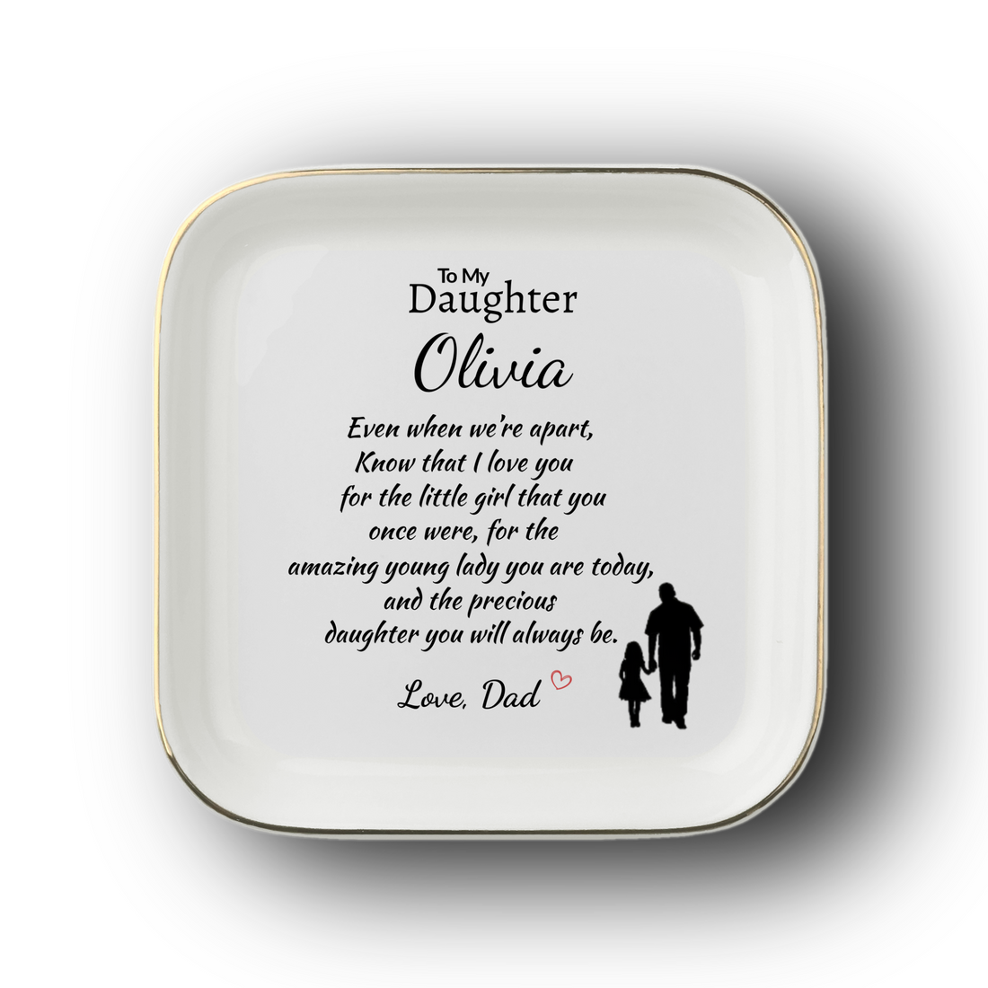 Personalized Daughter Jewelry Dish from Dad – Custom Name Ring Dish