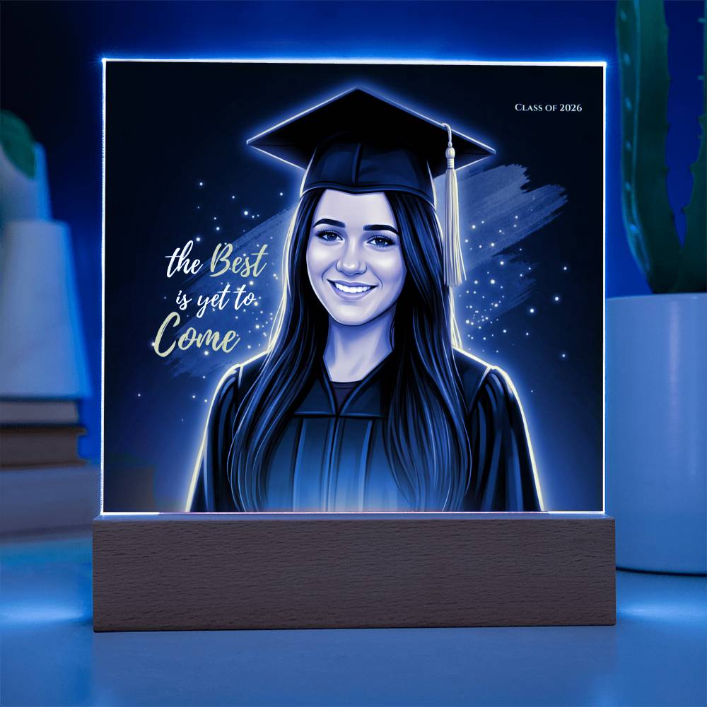 Custom Graduation Photo Plaque, Personalized Grad Gift 2026, LED Acrylic Plaque, Daughter Graduation Gift, Floral or Gold Style Keepsake