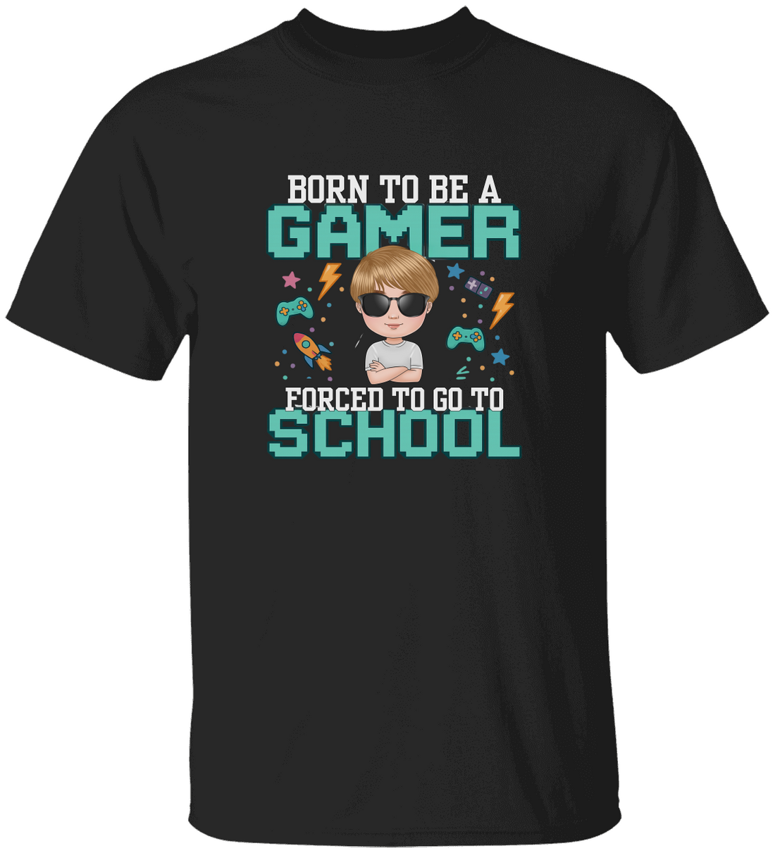 Kids Gamer Tee - Personalize Image Fun School Shirt