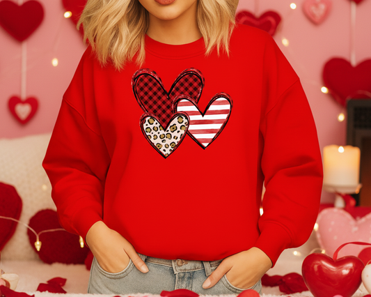 Cozy Heart Design Sweatshirt, Valentine's Day Gift, Cute Crewneck for Her, Unique Heart Print