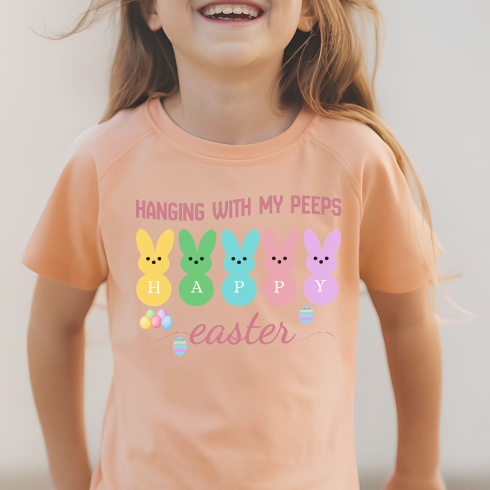 " Hanging with My Peeps" T- Shirt, Cute Easter Bunny Tee, Child's Easter Gift, Fun Easter Graphic Tee