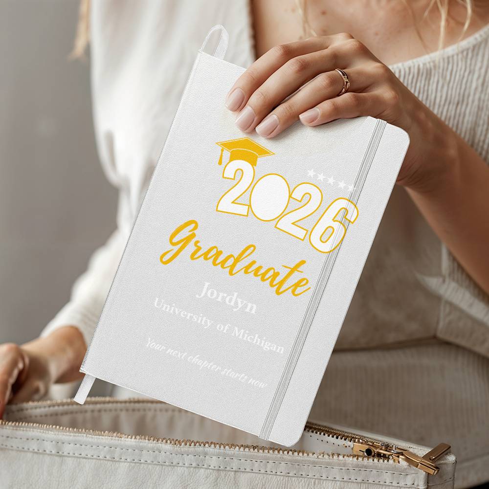 Personalized Graduation Journal – Custom Class of 2026 Notebook – Graduate Gift with Name & School – Senior Keepsake Ambassador Bound Journal