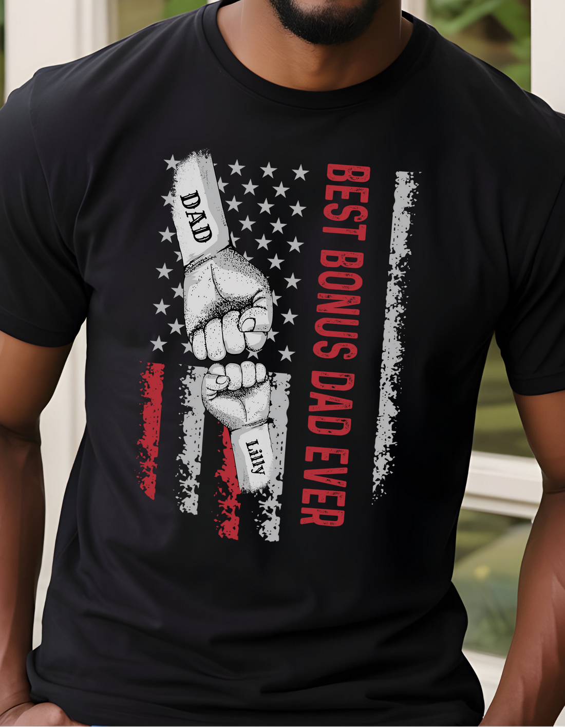Personalized Best Bonus Dad Raised Fist Bump Shirt!