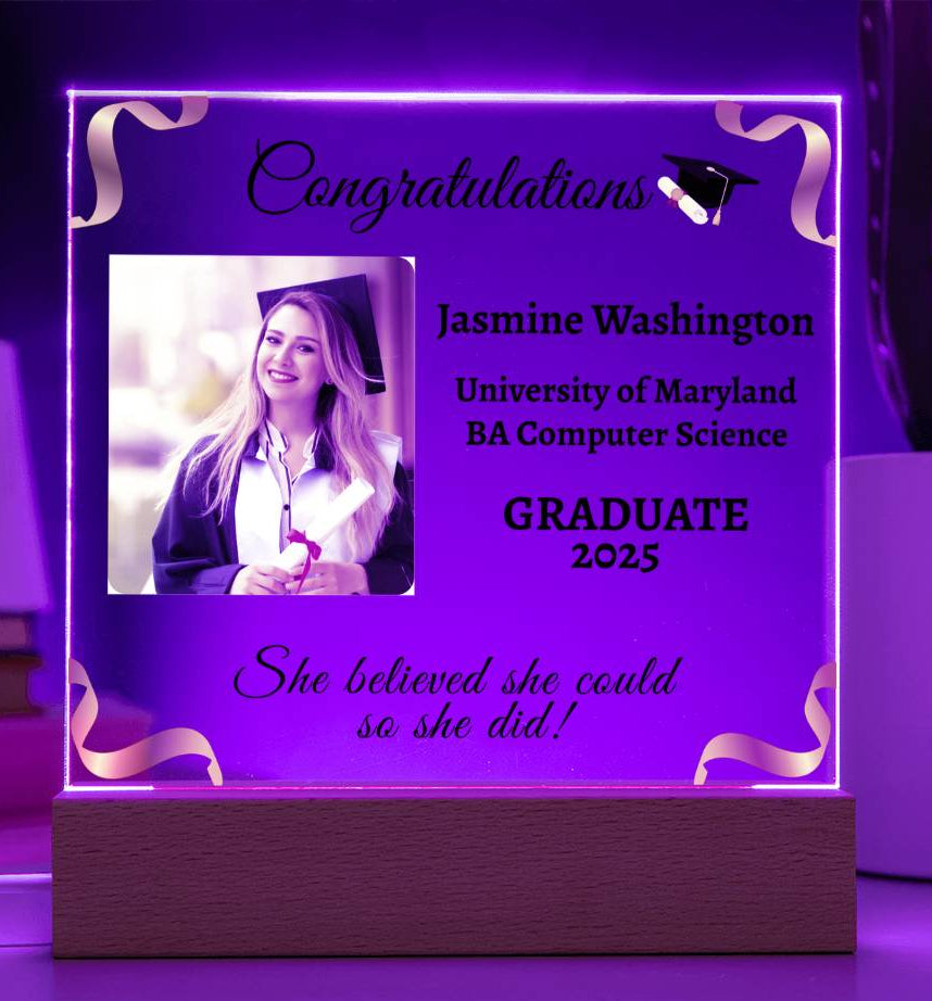 Personalized Graduation Photo Acrylic Square Nite Light! Class of 2025!