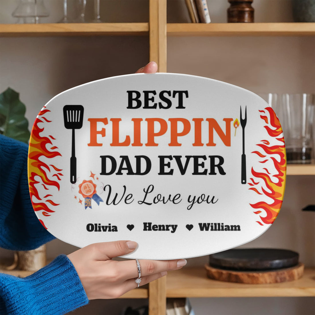BBQ Grilling Personalized Plate, Daddy's Grilling Plate for Father's Day, Custom Gift for Him 10”x14” Platter