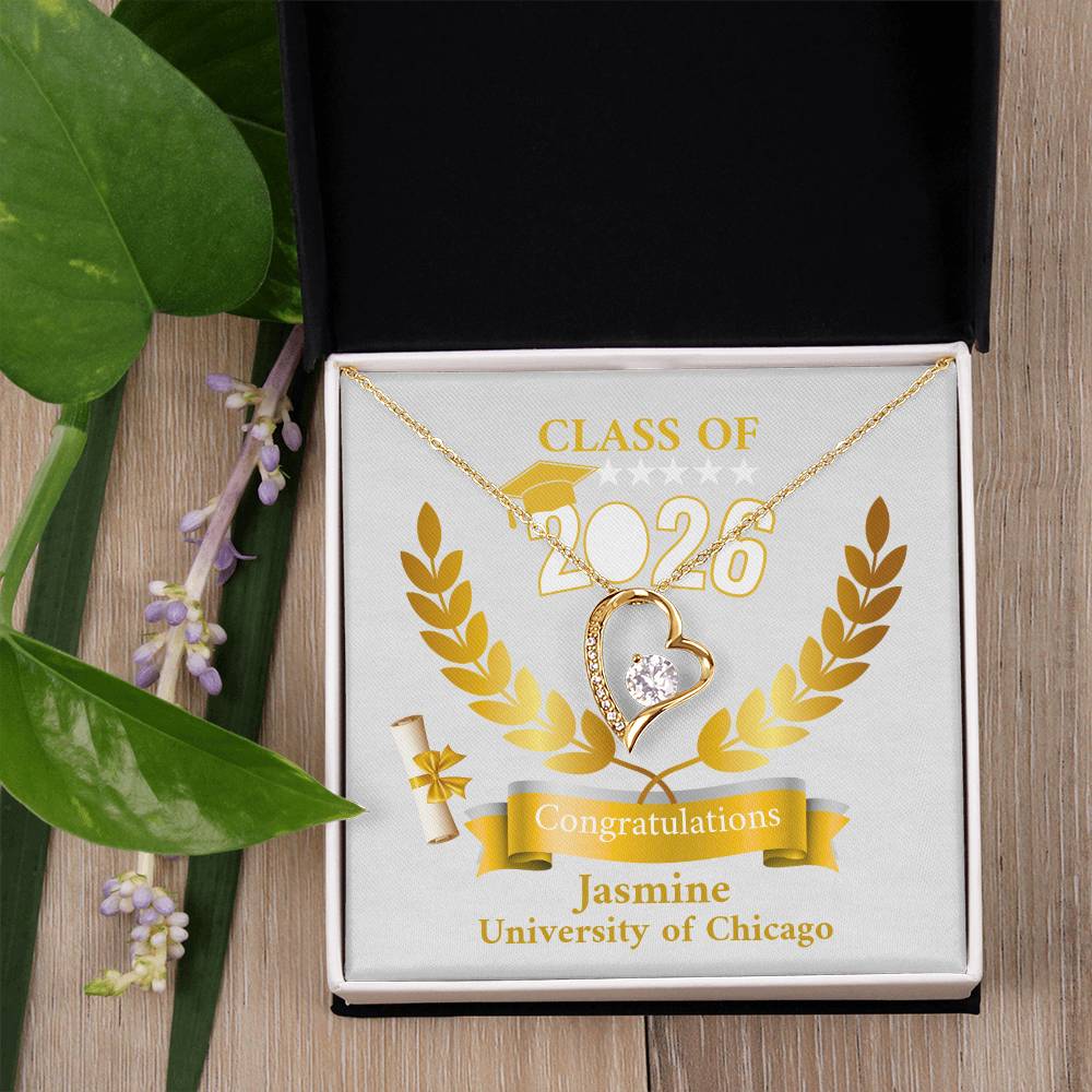 Personalized Graduation Necklace Gift for Her, Class of 2026 Senior Gift, Congrats Graduate Keepsake Necklace