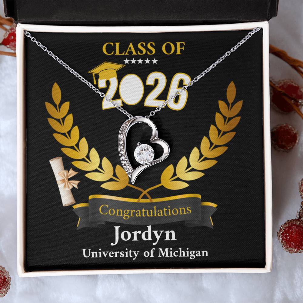 Personalized Graduation Necklace Gift for Her, Class of 2026 Senior Gift, Congrats Graduate Keepsake Necklace