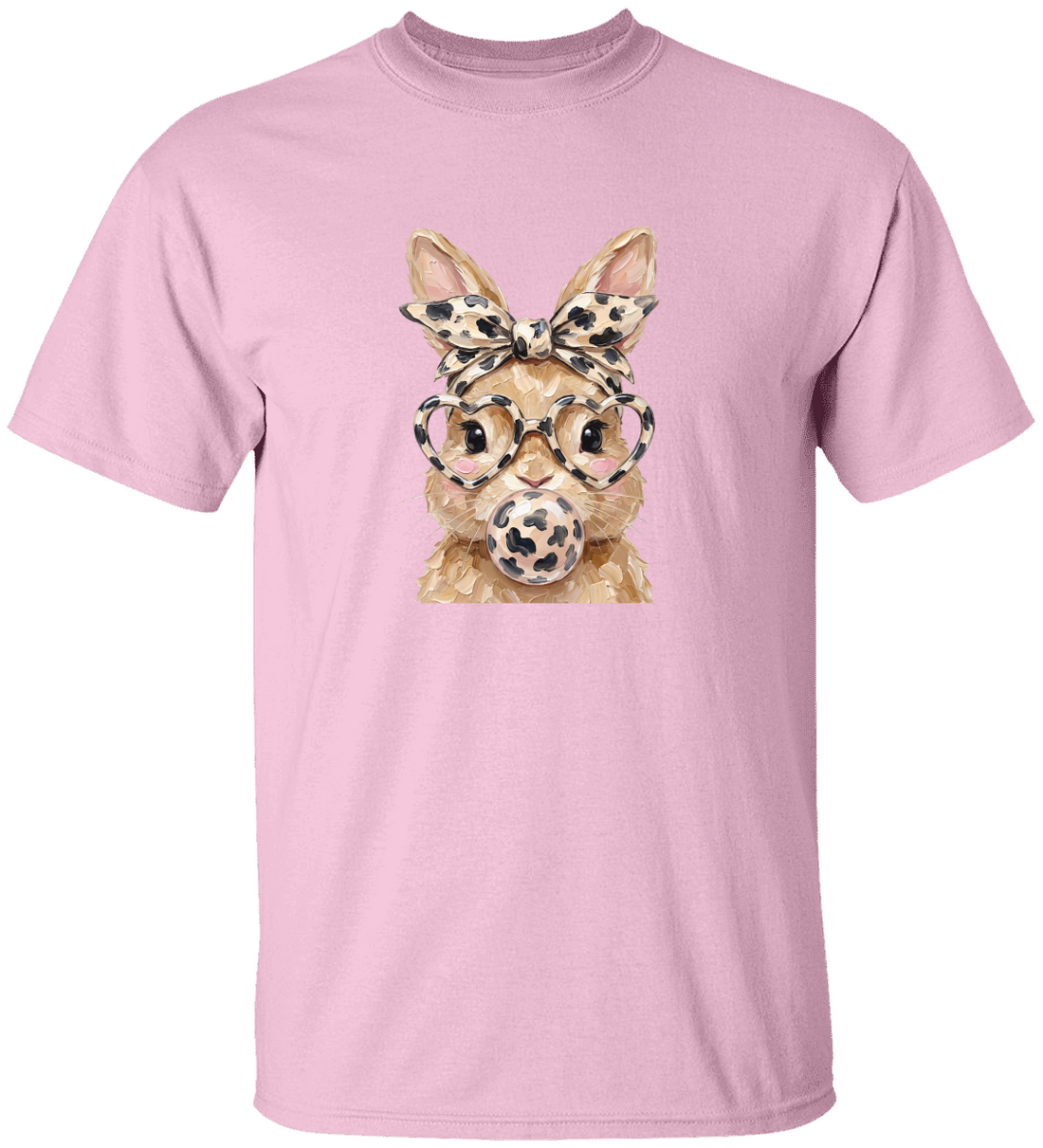 Cute Bunny Kids T-Shirt, Leopard Print Glasses Tee, Adorable Animal Graphic Top, Fun Clothes for Kids, Gift for Animal Lovers