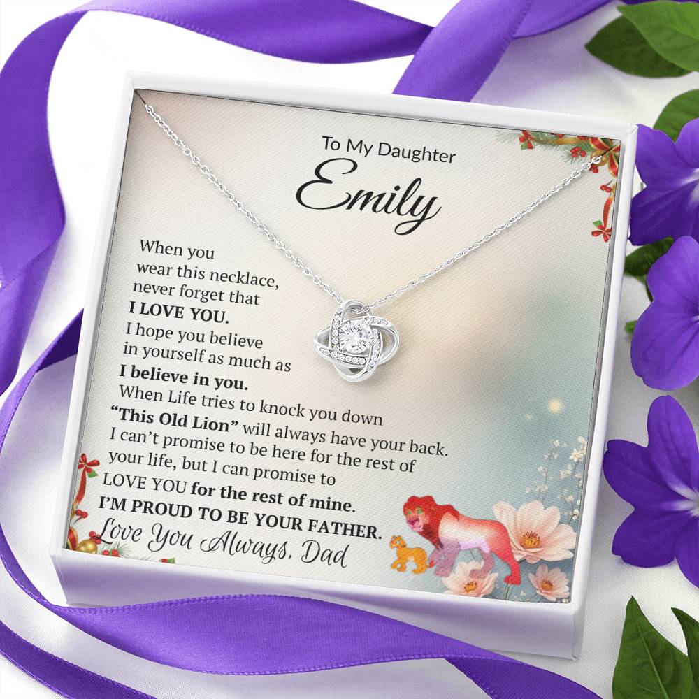 To My Daughter Love Knot Necklace, Love Dad! Beautiful Gift for Daughter!