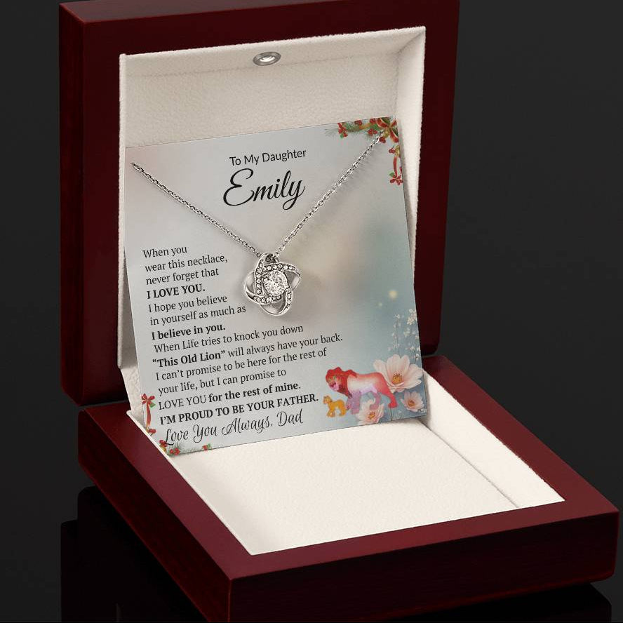 To My Daughter Love Knot Necklace, Love Dad! Beautiful Gift for Daughter!