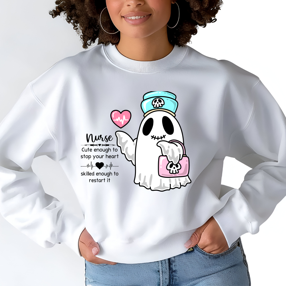 Cute Nurse Ghost Sweatshirt - Fun Halloween Apparel
