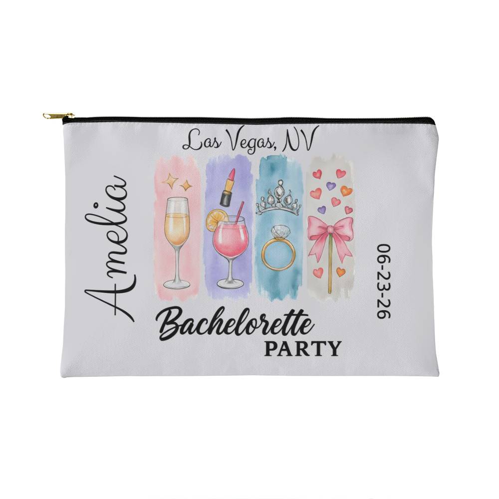Bachelorette Personalized Makeup Bag, Bridal Shower Gift, Custom Bridesmaid Pouch, Party Favors