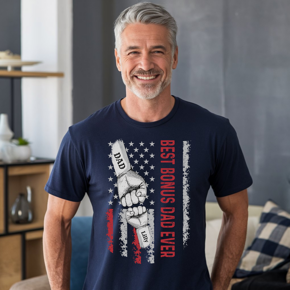 Personalized Best Bonus Dad Raised Fist Bump Shirt!