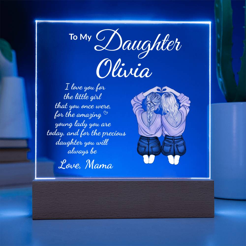 Personalized Gift for Daughter, Mother and Daughter Art, Sentimental Present Acrylic LED Nite Light
