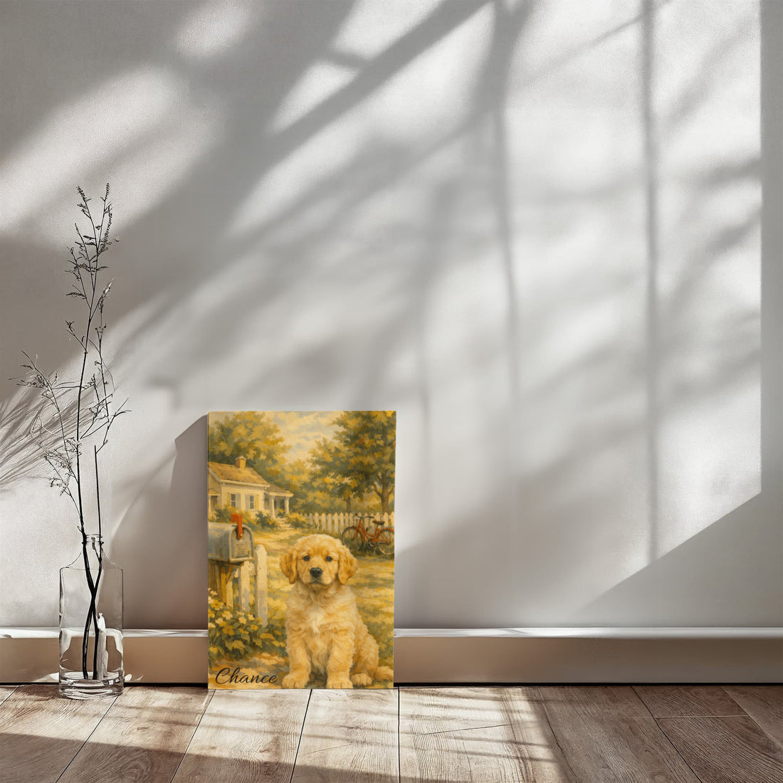 Custom Pet Illustrated Portrait from Photo, Vintage Americana Wall Art, Personalized Pet or Family Illustration, Wrapped Canvas
