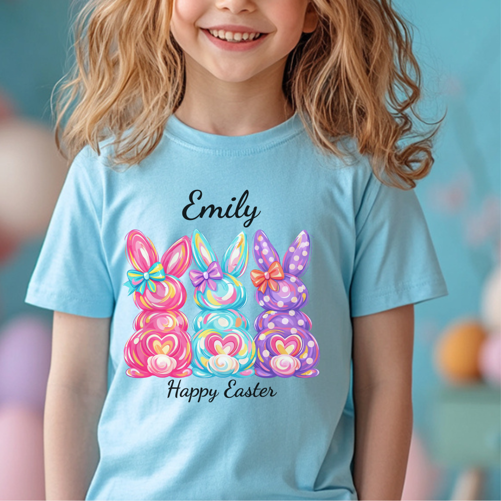 Personalized Easter Toddler Shirt, Custom Name Bunny Tee, Soft Cotton Kids T-Shirt, Easter Gift for Toddlers, Spring Fun Clothing