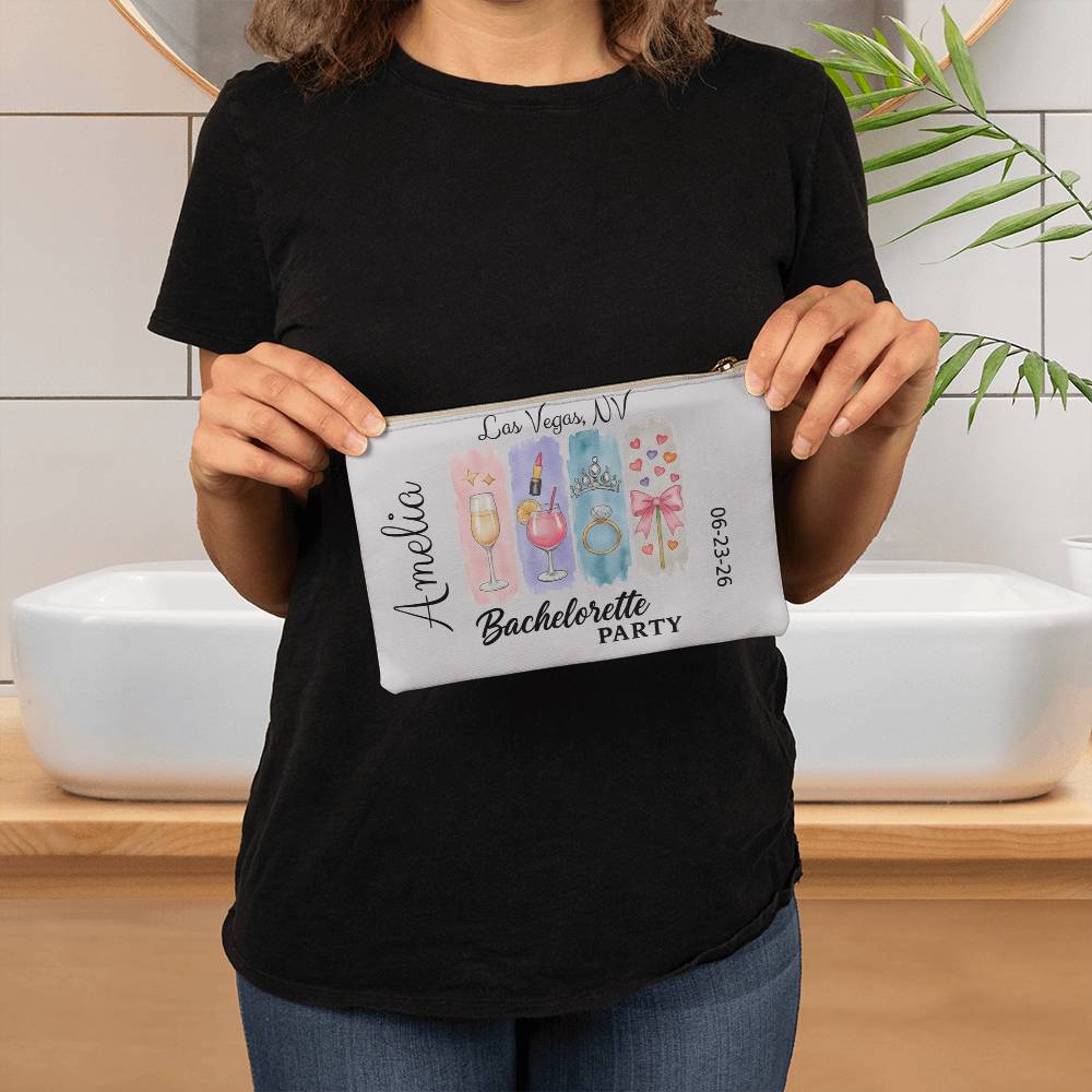 Bachelorette Personalized Makeup Bag, Bridal Shower Gift, Custom Bridesmaid Pouch, Party Favors
