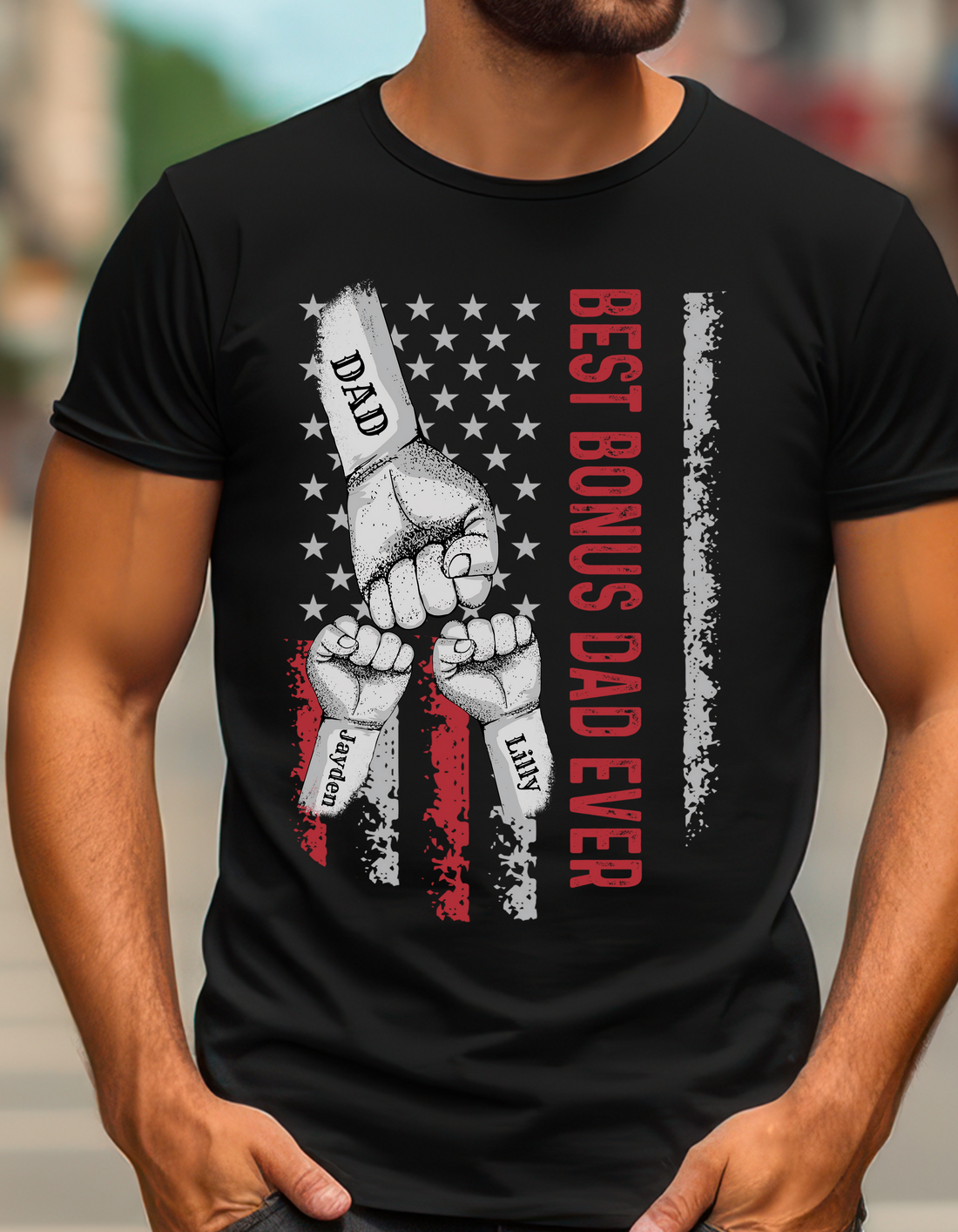 Personalized Best Bonus Dad Raised Fist Bump Shirt!