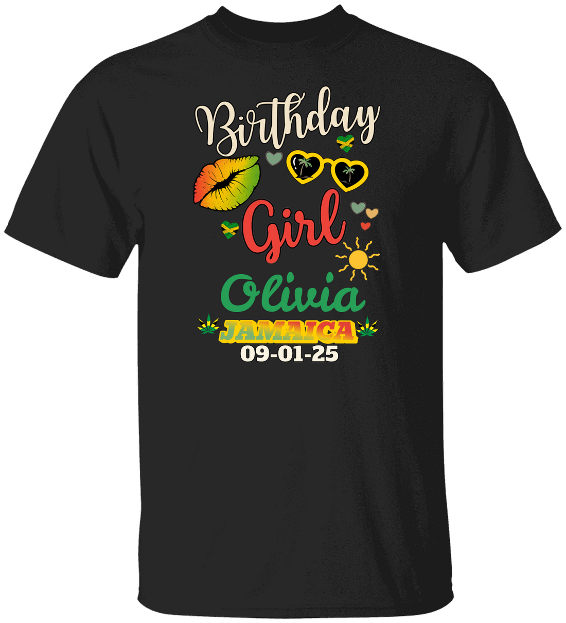 Custom Birthday Girl Jamaica T-Shirt