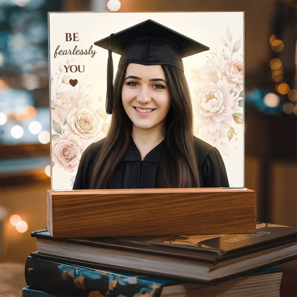 Custom Graduation Photo Plaque, Personalized Grad Gift 2026, LED Acrylic Plaque, Daughter Graduation Gift, Floral or Gold Style Keepsake