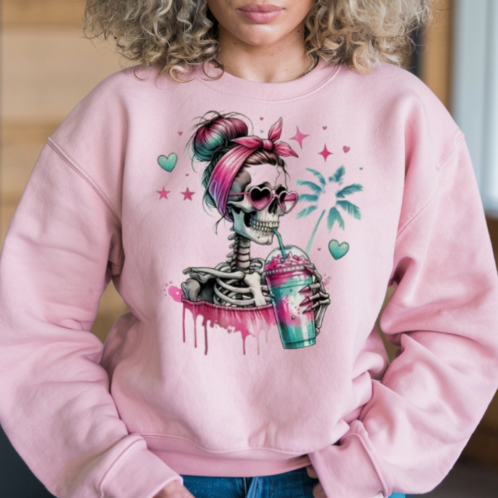 Funky Skeleton Skull Print Sweatshirt - Soft & Stylish