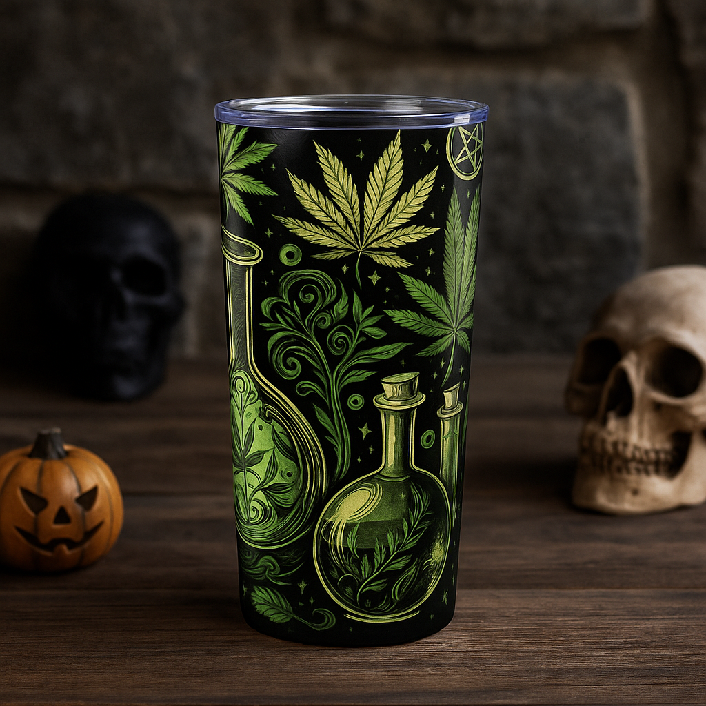 Skull & Leaf Design Stainless Steel Tumbler - 20oz