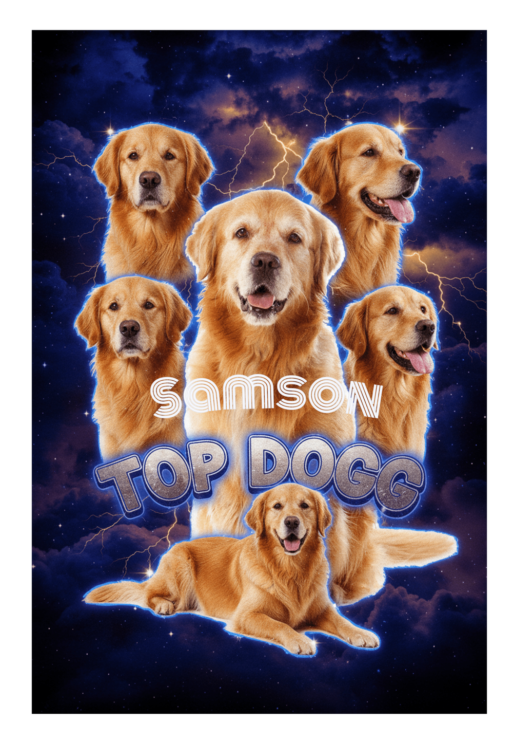 Custom Pet Portrait Canvas – Personalized Dog & Cat Wall Art | Bootleg Style Pet Collage | Unique Gift for Pet Lovers