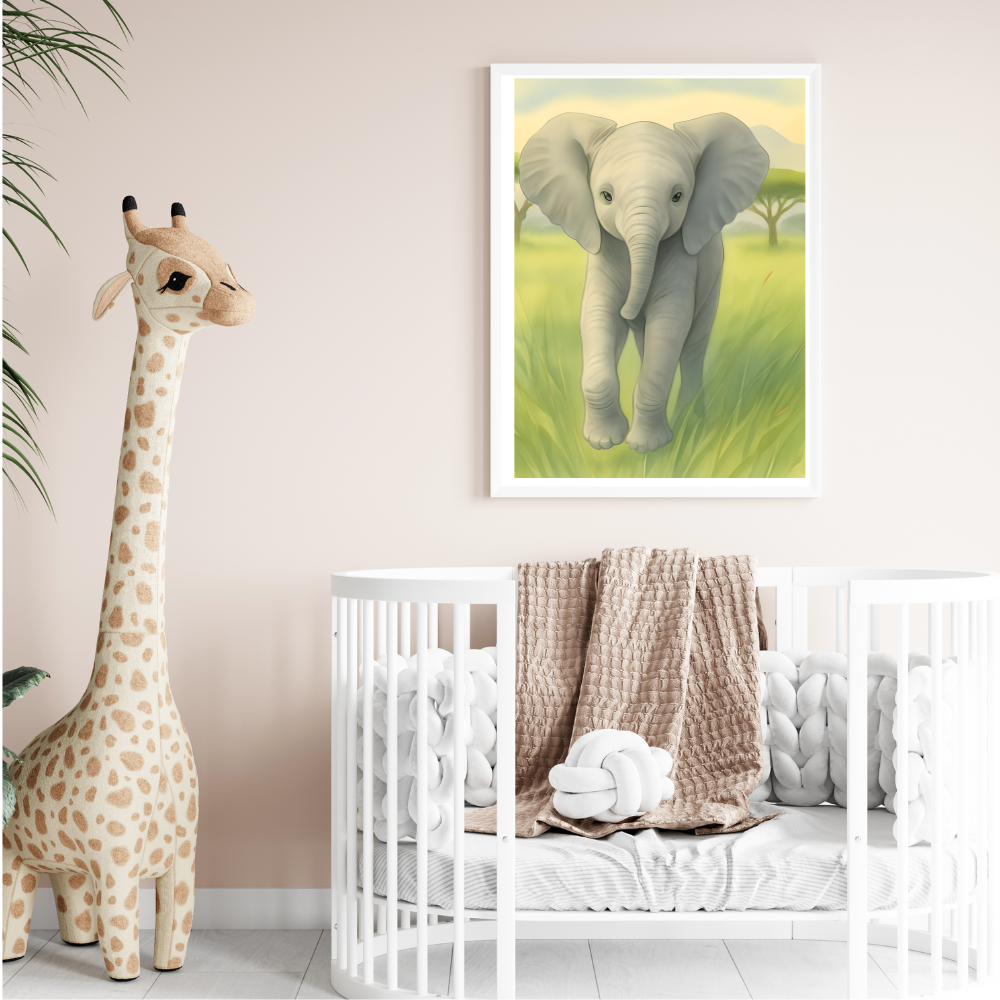 Safari Animal Nursery Prints: Watercolor Lion, Giraffe, Elephant Art