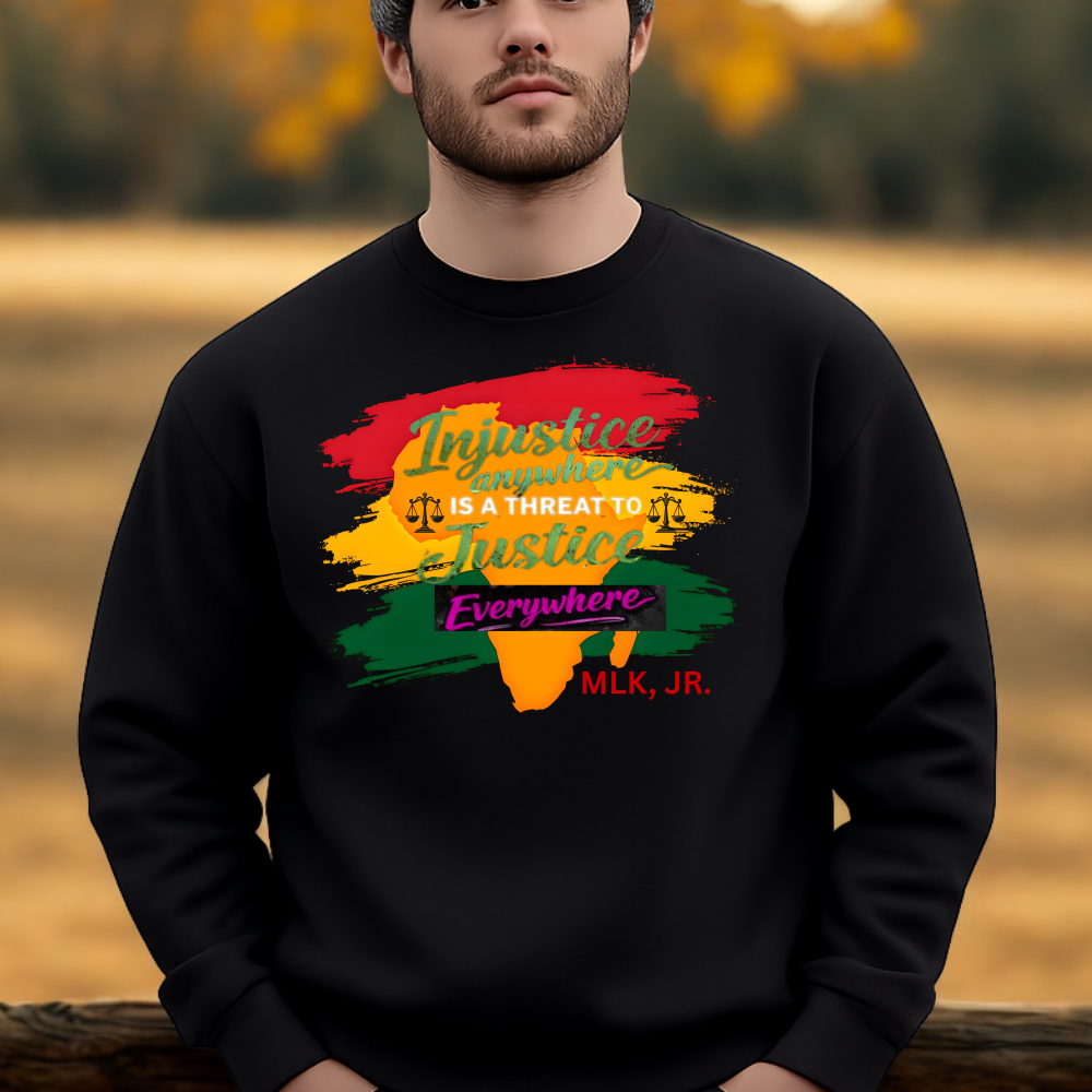 Inspirational Crewneck Sweatshirt, MLK Quote Apparel, Motivational Pullover, Justice Quote Sweatshirt
