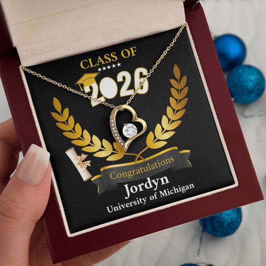 Personalized Graduation Necklace Gift for Her, Class of 2026 Senior Gift, Congrats Graduate Keepsake Necklace
