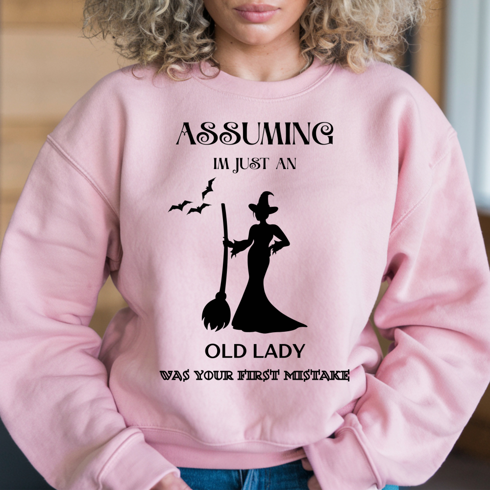 Funny Witch-Themed Graphic "Your First Mistake" Sweatshirt