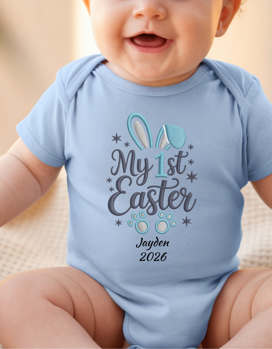 My 1st Easter Baby Bodysuit, Custom Name Date, Personalized Easter Onesie, Little Rabbit Design, Infant Easter Outfit, Bunny Baby Gift