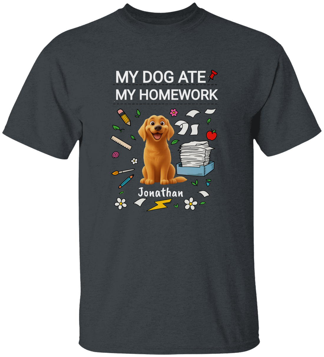 Personalized Kids Cotton Tee with Funny Dog Design