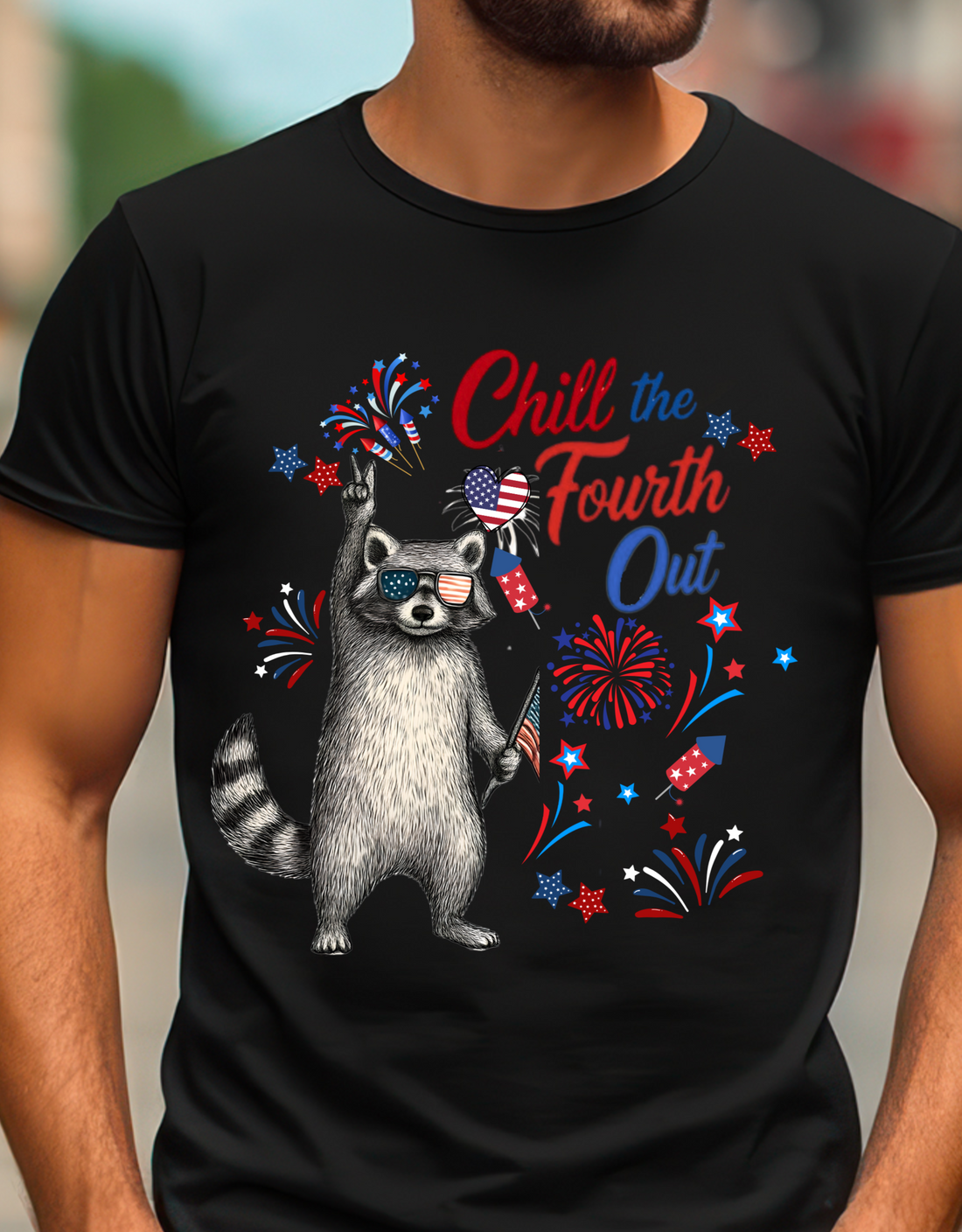 Chill The Fourth Out Shirt, Funny Raccoon Fourth of July t-Shirt, 4th of July Shirt