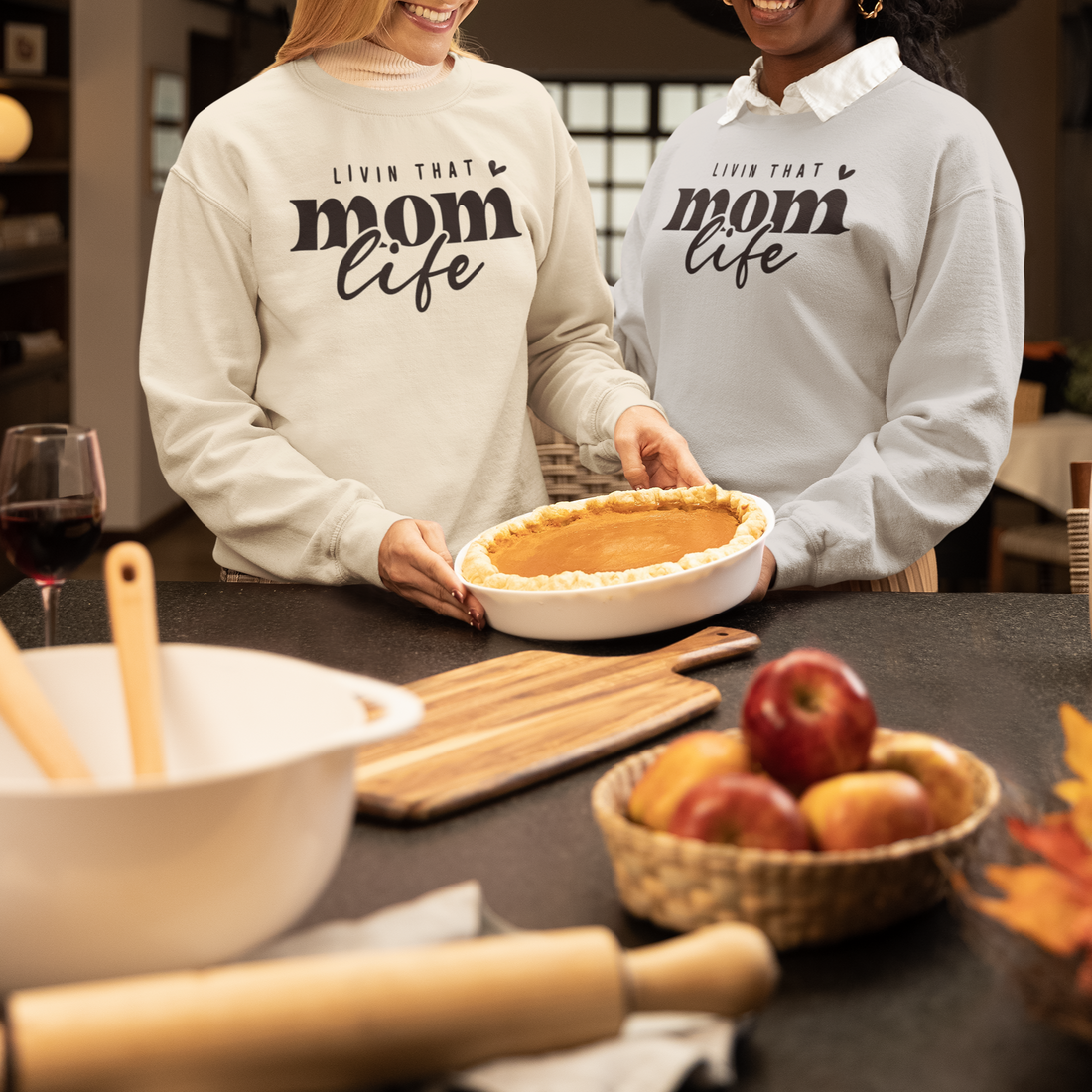 "Livin that Mom Life" Crewneck Pullover Sweatshirt