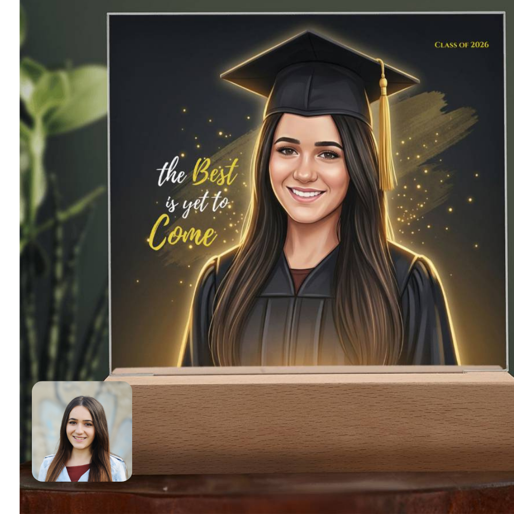 Custom Graduation Photo Plaque, Personalized Grad Gift 2026, LED Acrylic Plaque, Daughter Graduation Gift, Floral or Gold Style Keepsake
