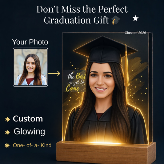Custom Graduation Photo Plaque, Personalized Grad Gift 2026, LED Acrylic Plaque, Daughter Graduation Gift, Floral or Gold Style Keepsake