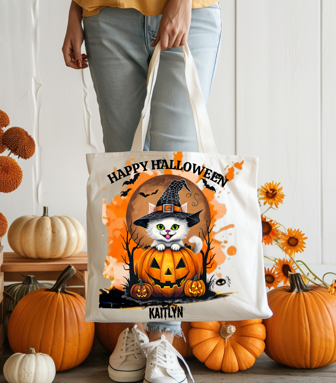 Personalized "Happy Halloween" Kids Tee & Tote Bag