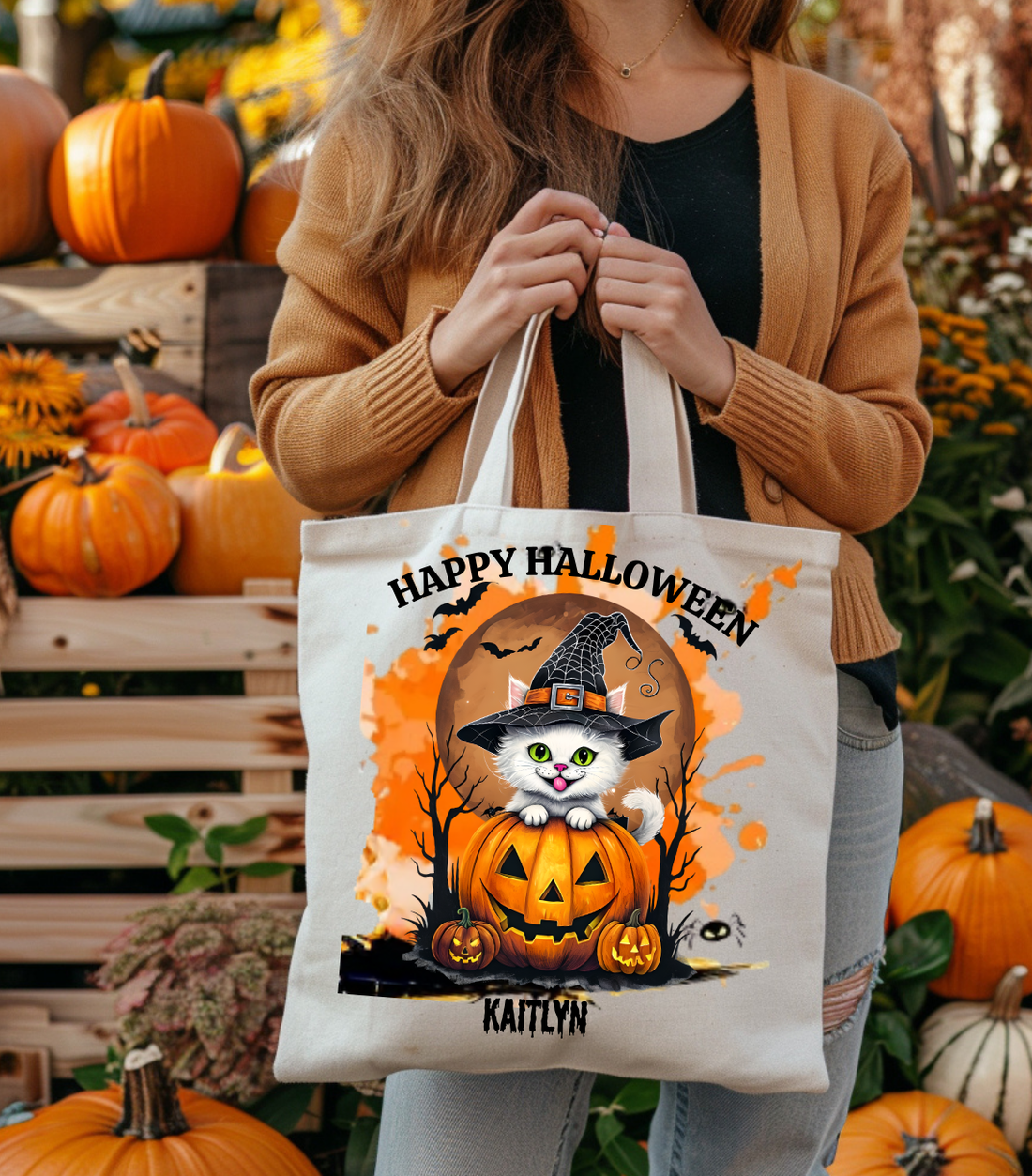 Personalized "Happy Halloween" Kids Tee & Tote Bag