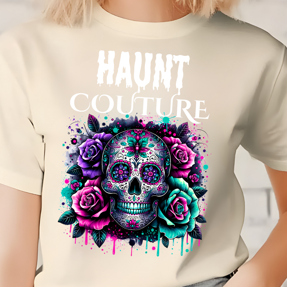 Skull & Roses Graphic Halloween Tee Haunt Couture reveal.”