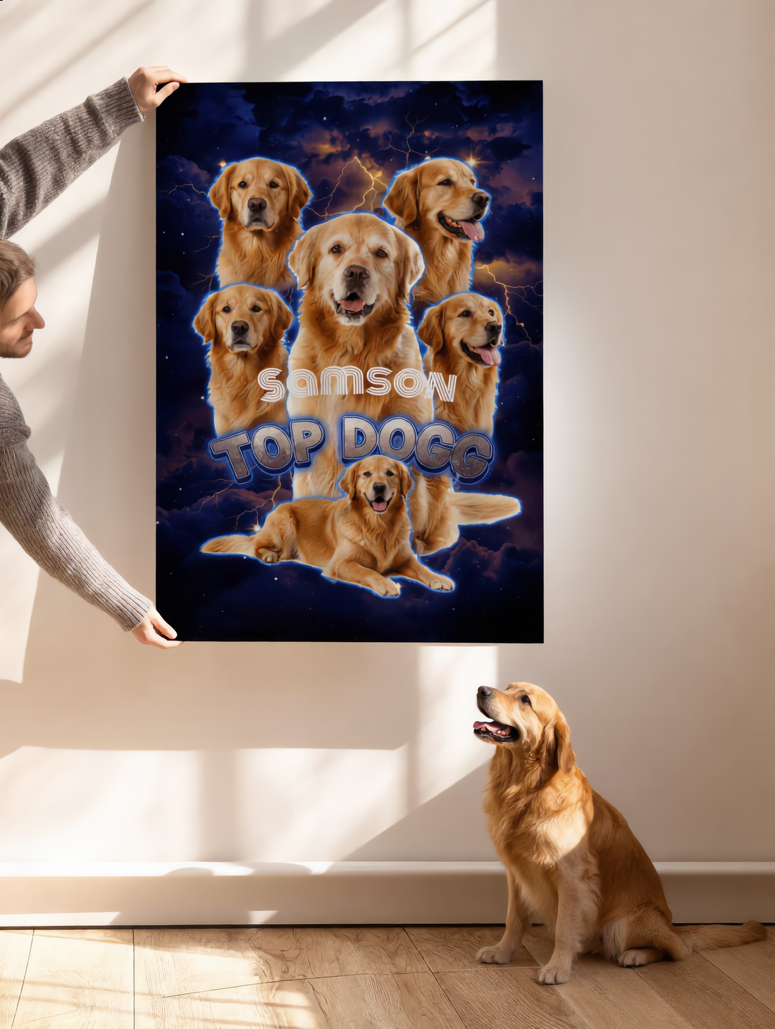 Custom Pet Portrait Canvas – Personalized Dog & Cat Wall Art | Bootleg Style Pet Collage | Unique Gift for Pet Lovers